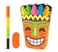 WERNNSAI Tiki Piñata - Piñata Tropicale Hawaïenne avec Bandeau et Bâton pour Filles Garçons Enfants Décorations de Fête Luau Hawaïenne pour Fêtes D'anniversaire D'été Carnavals Festivals Fournitures