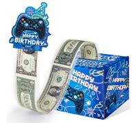 WERNNSAI Tirelire bleue pour cadeau d'argent - Boîte cadeau surprise avec carte extractible et 50 sacs transparents, une façon amusante d'offrir de l'argent en cadeau