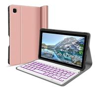 WERNURPAI Étui pour tablette Samsung avec clavier - Étui pour Samsung Galaxy Tab A8 de 10,5 pouces - Plusieurs couleurs et clavier doux au toucher - Porte-crayon intégré (A7 Lite or rose 22,9 cm)
