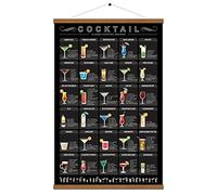 WEROUTE Poster imprimé recette de cocktail mixologie boisson alcoolisée sur toile sur le thème bar, pub, cuisine, restaurant, maison - Décoration murale avec cadre 40 x 68 cm (avec cadre)