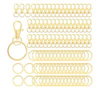 Werownsgso 100 pcs Porte Clef Mousqueton，Porte Métal Mousqueton Sac A Main， Petit Mousqueton，Porte Clé Rotatif Mousqueton de Lanière pour DIY Bijoux Portefeuille Porte Clés Artisanat Longe (Or)