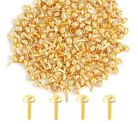 Werownsgso 200 Pièces Attaches Parisiennes，8x16mm Mini Brads Métal avec Tête Ronde,Brads pour Scrapbooking Décoration, DIY Loisirs Créatifs, Craft Papier Estampage Accessoires (Or)