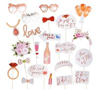 Werownsgso 23 Pièces EVJF Accessoires de Boîte de Photobooth, Mariage DIY Accessoire Photobooth, Kit Photobooth en Or Rose pour la Décoration de Mariage, Partie de Célibataire, EVJF Décoration Féminin