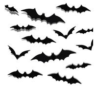 Werownsgso 60 Pièces Halloween 3D Chauve Souris Deco,Horror Black Chauve Souris, Bat Wall Stickers Muraux en 4 Tailles Différentes,Réaliste Décoration Murale de Chauves-Souris D'Halloween