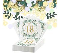Werownsgso finemark Lot de 20 serviettes de table décoratives de table pour 18e anniversaire Vert à 3 couches Décoration de table pour le 18e anniversaire pour homme femme Décoration de fête