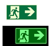 Werownsgso Lot de 2 plaques de sortie de secours 300 x 150 mm en PVC autocollantes, phosphorescentes, pour chemin de sauvetage, sortie de secours, sortie de secours, pour l'extérieur et l'intérieur