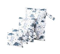 Werownsgso Lot de 4 sacs imperméables réutilisables avec motif dinosaure - Rangement pratique - Convient pour la natation, les voyages, le camping, la plage, la salle de sport
