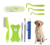 Werownsgso Pince à tiques 9 en 1 pour chiens - Avec loupe - Peigne de décontamination - Portable - Professionnel - Pour les humains et les animaux domestiques - Convient pour chiens et chats
