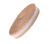 Werownsgso Ruban de jute avec dentelle, 2,5 cm de large, 10 m, ruban de jute naturel, pour mariage, Noël, anniversaire, bricolage