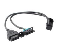 WERPOWER iKKEGOL Right Angle Universal OBD2 OBD II 16 Pin Splitter Y Open Cable, J1962 1 Male to 2 Female Connector with Underdash Mount Bracket for GPS Tracker Device 50cm/20