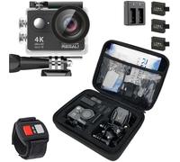 WERPOWER REMALI CaptureCam 4K Ultra HD and 12MP Waterproof Sports Action Camera Kit with Carrying Case, 3 Batteries, Dual Battery C.