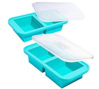 Werpower Souper Cubes 2-Cup Extra-Large Silicone Freezer Tray with lid- 2 Pack - Makes 4 Perfect 2 Cup portions - Freeze Soup, stew.