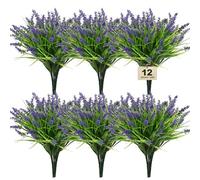 WertFix Lot de 12 fleurs de lavande artificielles - Plantes de balcon d'été résistantes aux intempéries et faciles d'entretien - Fleurs artificielles réalistes pour jardin, terrasse et décoration de