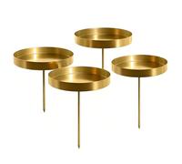 WertFix Lot de 4 bougeoirs en métal noir pour bougies piliers - Assiettes attrape-cire de 8 cm - Décoration de Noël rustique pour décoration de table et composition de l'Avent (doré)