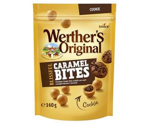 Werther's Original Blissful Caramel Cookie - 1 x 140 g | Boules de caramel crémeuses avec noyau de biscuit au chocolat croustillant, snack caramel idéal pour grignoter et partager