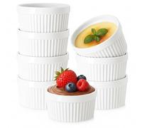 Wertioo Lot de 8 bols à ramequins de 236,8 g pour la cuisson et la pâtisserie, passent au four, ramiquins colorés en porcelaine pour pudding, crème brûlée, tasses à crème et soufflé