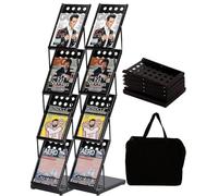 WERTIRUNG Wertiung Support de magazine de catalogue de littérature avec sac de transport pliable pour bureau, magasin de détail et exposition, 4 poches (noir) (2, Black)