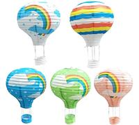 WERTYT 5 Pièces Lanterne Montgolfière Papier, Suspendre Lampions Montgolfière, pour Fête de Mariage, Centre Commercial, Décoration Artisanale Couleur aléatoire