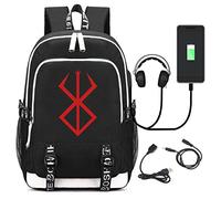 WERUN Berse-rk Sac à Dos, 3D Manga Sac D'école Bookbag Sac de Voyage, Casual Cartable USB Charging Port-A||1 Piece