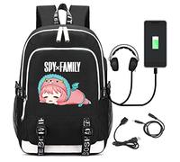 WERUN Sac à Dos SP-Y×FAMI-LY D'école, 3D Manga Sac D'école Bookbag Sac de Voyage, Sac D'école pour Garçons Filles avec Port de Charge USB-U||1 Piece