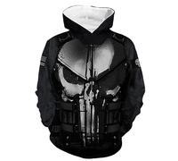 WERUN Sweats à Capuche Homme Pun.ish-ER, Sweat à Manches Longues avec Poche Kangourou, Vêtement Occasionnel pour Automne Hiver-Black A||XL