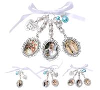 WERWAES Pendentif Médaillon Photo Bouquet de Mariage Personnalisé - Breloque Charme Anniversaire de Mariage - Cadeau Mariée & Cadeau de Mariage Idéal avec Photo Personnalisée (Style 3)