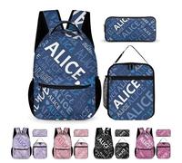 WERWAES Sac à Dos Enfant Personnalisé avec Nom, Cartable Scolaire Fille et Garçon Léger et Imperméable - Ensemble Complet avec Trousse et Boîte à Repas