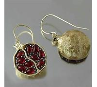 WERWER Boucles d'oreilles Fruits Vintage Fresh Red Garnet Pendentif Collier Couleur Or Couleur Résine Pierre Grenade Bijoux Cadeau for Femmes Cadeaux Accessoires (Metal Color : Earring)