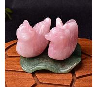WERWER Rose Quartz Canard Pierre Cristal Naturel sculpté sculpté symboliser Figurine Lotus Feuille décorative décoration décoration Ornements Artisanat (Color : 1set, Size : 2inch)