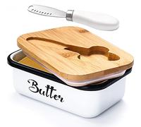 Werwing Beurrier en acier inoxydable avec couvercle et couteau multifonction - Beurrier de comptoir antirouille, récipient hermétique pour tartinades, fromage (blanc)