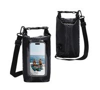 Werwing CarbonGuard Pochette étanche 5 L : fenêtre transparente pour écran tactile et motif de feuille de lotus pour aventures tout-terrain (randonnée, kayak, plage), Noir , Taille unique, Moderne