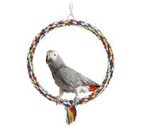 Werwing Ensemble balançoire et perchoir d'escalade en corde de coton | Accessoires colorés pour cage pour perroquets, perruches, calopsittes | Jouets pour oiseaux avec textures à mâcher