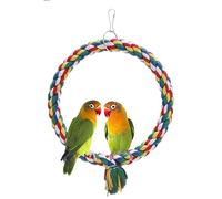 Werwing Ensemble balançoire et perchoir d'escalade en corde de coton | Accessoires colorés pour cage pour perroquets, perruches, calopsittes | Jouets pour oiseaux avec textures à mâcher