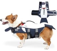 Werwing Gilet de sauvetage pour chien avec motif requin, gilet de flottaison réglable avec poignée de sauvetage, anneau en D et motif réfléchissant pour chiens de petite, moyenne taille, équipement de