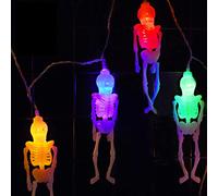 Werwing Guirlande lumineuse squelette d'Halloween - 20 LED 3 m, 2 modes fonctionnant à piles pour intérieur ou extérieur, fête, décoration de jardin