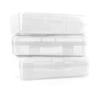 Werwing Lot de 2 boîtes à crayons empilables en plastique transparent - Boîte de rangement de grande capacité avec couvercle à pression pour fournitures scolaires et de bureau, organiseur de crayons