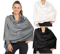 Werwing Lot de 3 châles de soleil pour femme - Châle léger pour plage et voyage, robe de soirée polyvalente, écharpe élégante, essentiel pour les vacances d'été (blanc + noir + gris, 177,8 x 68,6 cm