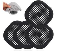 Werwing Lot de 4 attrape-cheveux carrés en silicone durable avec ventouses intégrées, 15 x 15 cm pour salle de bain, cuisine