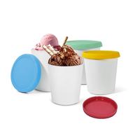 Werwing Lot de 4 bacs à crème glacée en silicone avec couvercles, 935,5 g, réutilisables pour le stockage de sorbet gelato, passent au congélateur et au lave-vaisselle