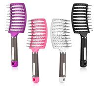 Werwing Lot de 4 brosses à cheveux ventilées - Brosses démêlantes incurvées avec grille creuse pour les éruptions, cheveux épais/bouclés | 4 peignes de couleur pour salon et usage domestique
