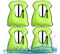 Werwing Lot de 4 gilets de plongée gonflables verts pour adultes, vestes de sécurité réglables pour la plongée avec tuba, la natation, la plongée, le surf et le kayak (portable)