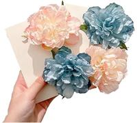 Werwing Lot de 4 pinces à cheveux pivoines élégantes en forme de fleur (rose et bleu)