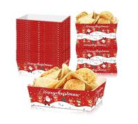 Werwing Lot de 40 plateaux à goûter jetables de Noël Rouge/vert pour frites, bonbons et service festif