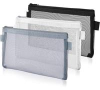 Werwing Lot de 6 trousses à crayons en maille transparente - Organiseur de fournitures scolaires robustes à fermeture éclair pour cosmétiques, accessoires de voyage et essentiels de bureau, rangement