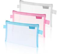 Werwing Lot de 6 trousses à crayons en maille transparente - Organiseur de fournitures scolaires robustes à fermeture éclair pour cosmétiques, accessoires de voyage et essentiels de bureau, rangement