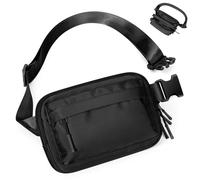 Werwing Sac banane imperméable pour femme - Sac banane tendance avec 4 poches zippées, sangle réglable pour la course, le yoga, la randonnée et les voyages, compact et mignon, Noir , Extensible