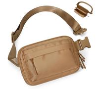 Werwing Sac banane imperméable pour femme - Sac banane tendance avec 4 poches zippées, sangle réglable pour la course, le yoga, la randonnée et les voyages, compact et mignon, marron, Extensible