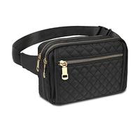 Werwing Sac banane tendance pour femme - Sac banane élégant avec sangle réglable, 3 poches pour voyage, randonnée et course à pied, joli petit sac banane pour téléphone/portefeuille, Noir , Extensible
