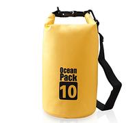 Werwing Sac étanche flottant robuste de 10 L avec sangle réglable, pour moto, voyage, randonnée, exploration, jaune, Taille unique, Moderne