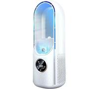 Werwing Ventilateur de refroidissement silencieux sans pales avec humidificateur, brumisateur alimenté par USB et 6 vitesses, lumières LED 7 couleurs pour maison/bureau (blanc)